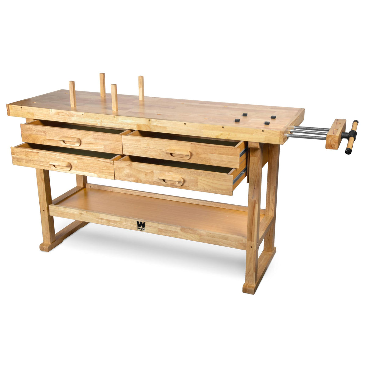 WEN WB6020 60-Inch Hardwood Workbench with Four Drawers and Onboard Vise