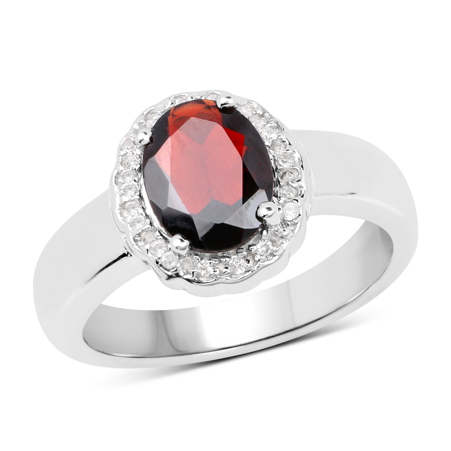 2.58 Carat GenuineGarnet and White Topaz .925 Sterling Silver Ring