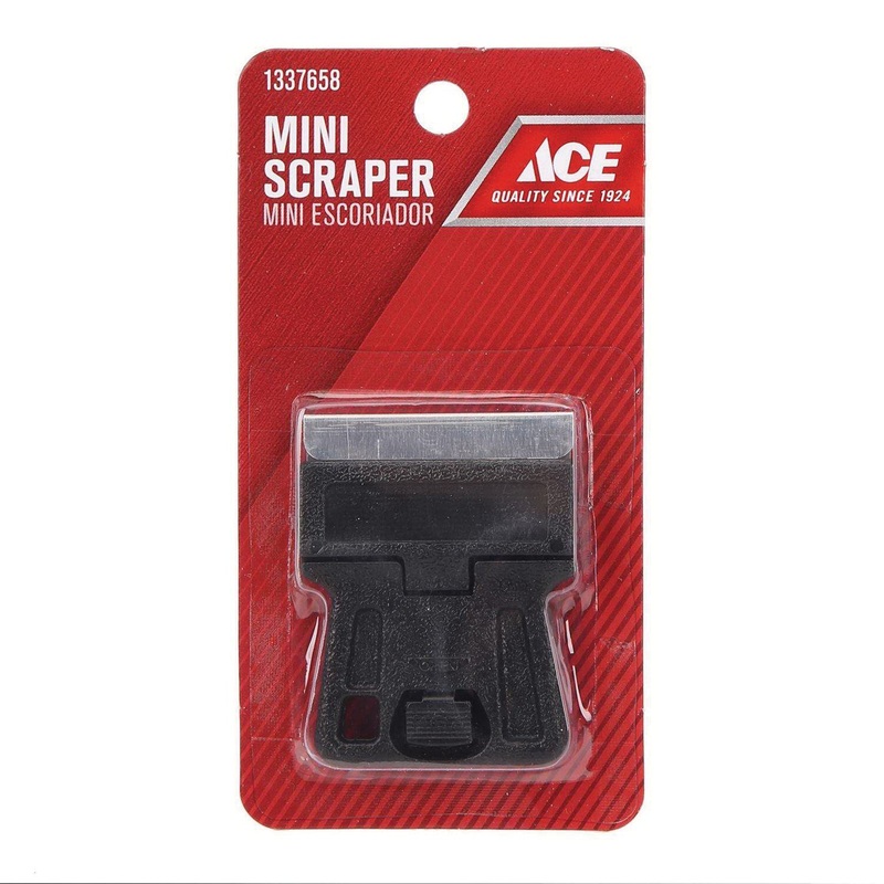 ACE 60114 Glass Scraper, 1-1/2 in W Blade, Single Edge Blade, Carbon Steel Blade, Polypropylene Handle