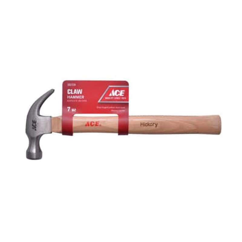 ACE XMCT1056 Claw Hammer, 7 oz Head, High Carbon Steel Head, Hickory Handle