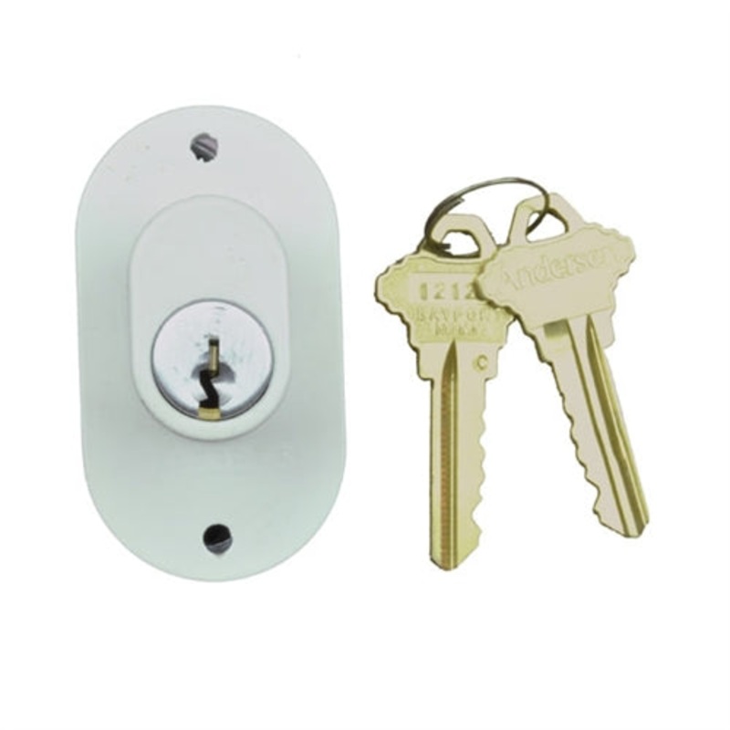 Andersen Exterior Keyed Lock (3-Panel Door) (6-Pin) in White Color (1968 to Present)