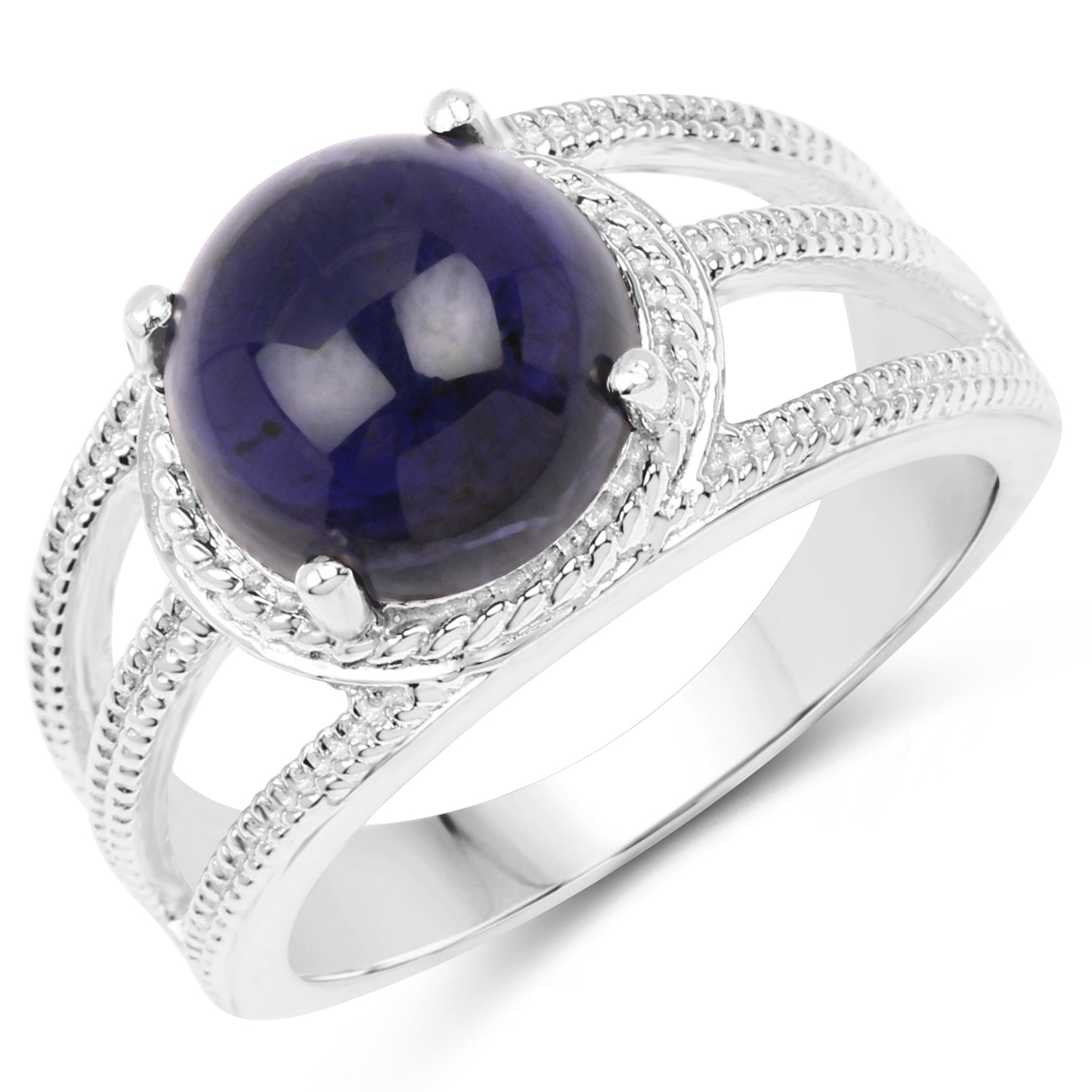 3.65 Carat Genuine Iolite .925 Sterling Silver Ring