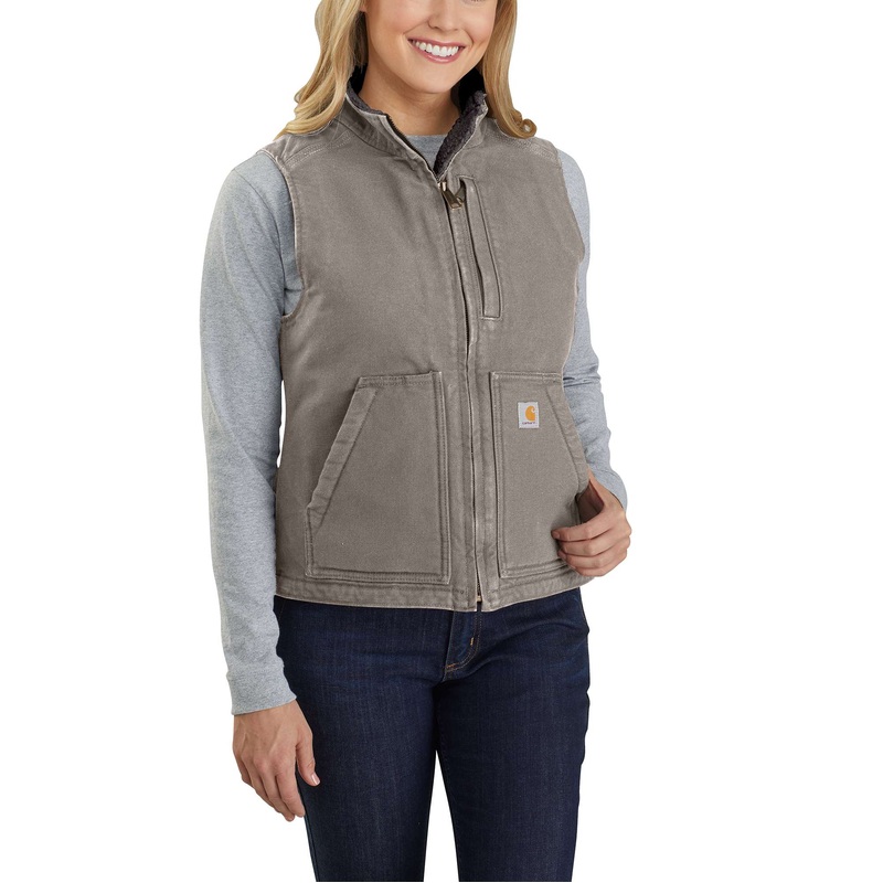 Carhartt Relaxed Fit Washed Duck Sherpa Lined Mock Neck Vest