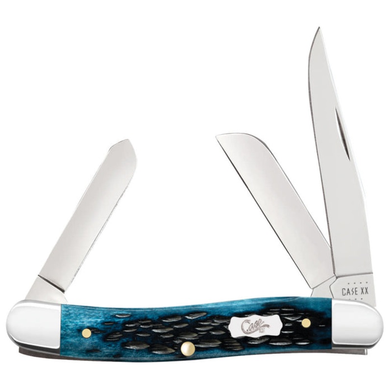 Case Pocket Worn Peach Seed Jig Mediterranean Blue Bone Medium Stockman (Mediterranean Blue Bone)