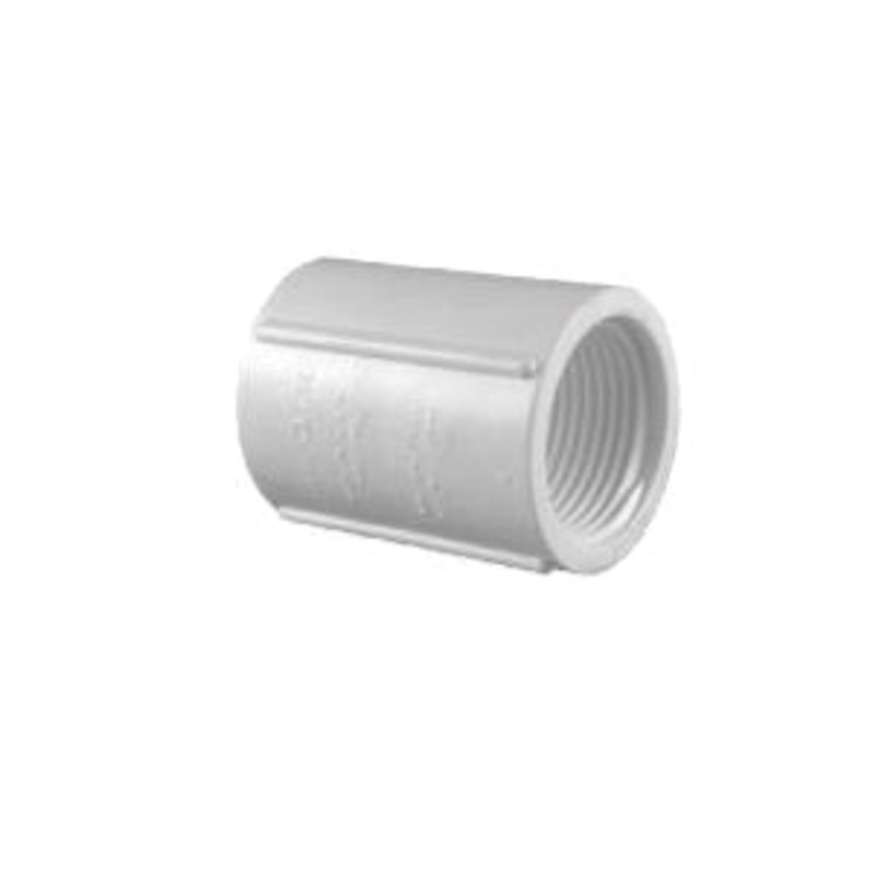 Charlotte Pipe PVC 02102 0800HA Coupling, 3/4 in FNPT x 3/4 in FNPT, PVC, White, SCH 40