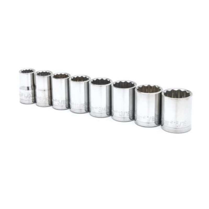 CRESCENT CSAS0N Socket Set, 1/2 in Drive, System of Measurement: Imperial, 12 -Point, 8 -Piece