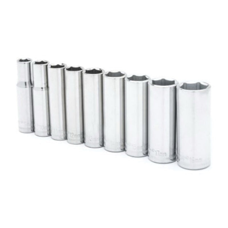 CRESCENT CSAS7N Socket Set, 3/8 in Drive, System of Measurement: Metric, 6 -Point, 9 -Piece