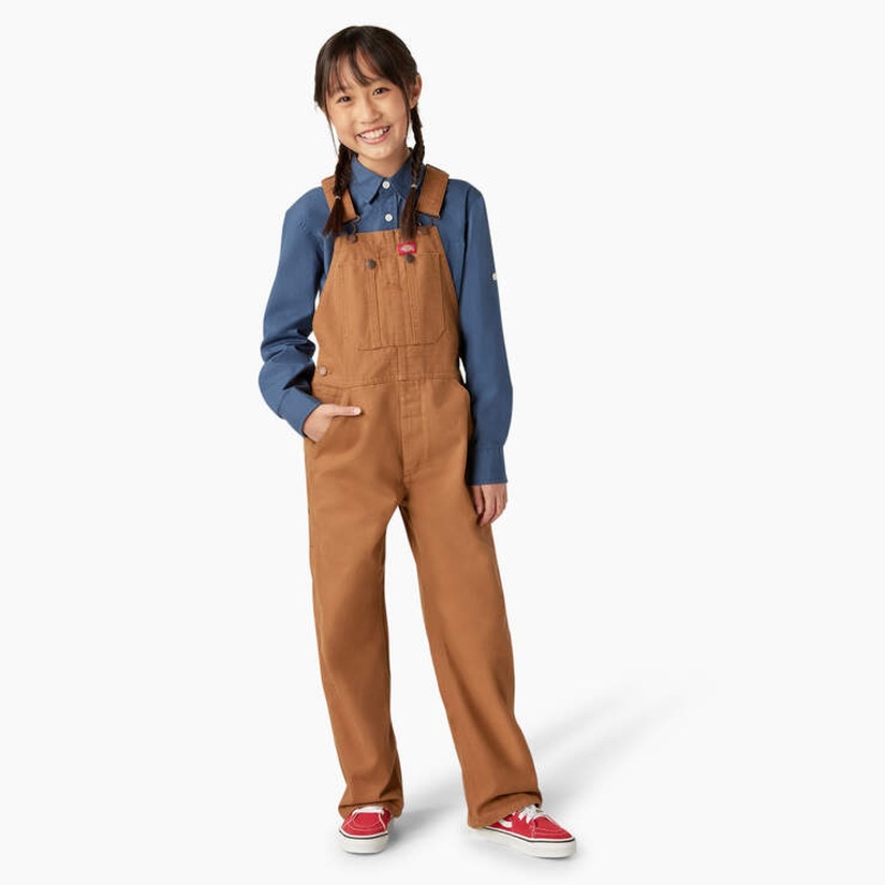Dickies Kids’ Duck Overalls-Rinsed Brown Duck-XL