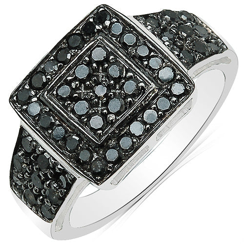 0.77 Carat Genuine Black Diamond .925 Sterling Silver Ring