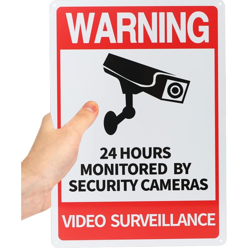 Eyoloty 24 Hour Video Surveillance Sign 14"*10" Warning Security Cameras Sign,for Home,Yard,Business,CCTV Recording System,Indoor/Outdoor Use