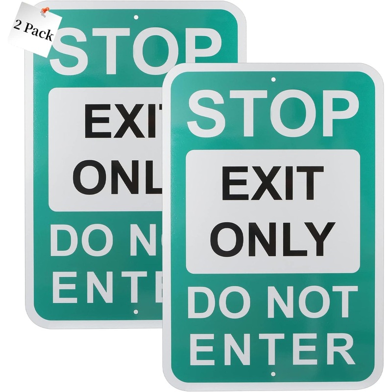 Eyoloty Exit Only Do Not Enter Sign,Exit Sign 2 Pack 12" x 18" High Intensity Grade Reflective Aluminum,Stop Exit Only Sign for Shopping Malls,Garages,Parking Lot,Easy Mounting Indoor/Outdoor Use