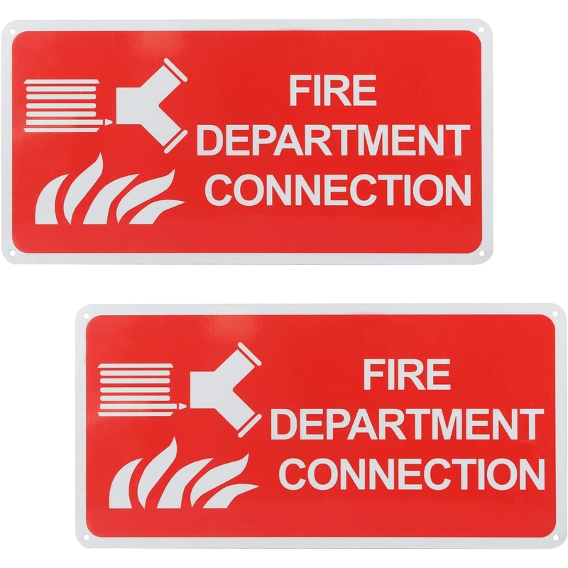 Eyoloty FDC Fire Department Connection Metal Sign,FDC Sign with Funny Fire Symbol,Fire Department Connection Caps Aluminum Metal Sign, High Intensity Grade Reflective,UV Protected and Weatherproof