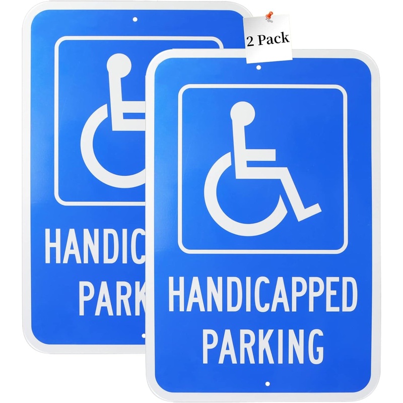 Eyoloty Handicap Parking Sign 2 Pack, Large 18"x12" Handicapped Sign for Parking Lot,Reserved Parking Sign,with Picture of Wheelchair Sign, Reflective Rust Free Aluminum,Waterproof,Easy to Mount