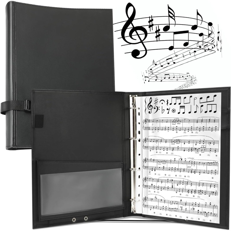 Eyoloty Notenmappe Chormappe Gesangsmappe fr Notenbltter bis DIN A4,Kunstleder mit Handgurt und 24 Seite Taschen Clef, Fr Notenbltter Instrumentalist Musiker - Fllmenge max. 200 Blatt