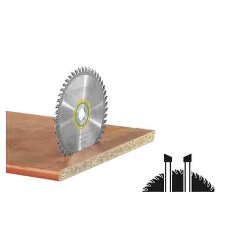 FESTOOL 495377 Saw Blade, 6-1/4 in Dia, 1/8 in W Cut, ATB, Thin Kerf Teeth, 48-Teeth, 5 deg Hook, 20 mm Arbor