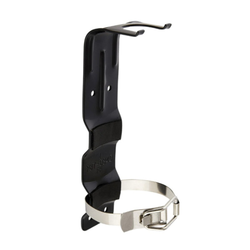 FIRST ALERT BRACKET2 Fire Extinguisher Bracket, 2 in W, 7.8 in H, Steel, Black, Marine/Vehicle/Wall Mounting