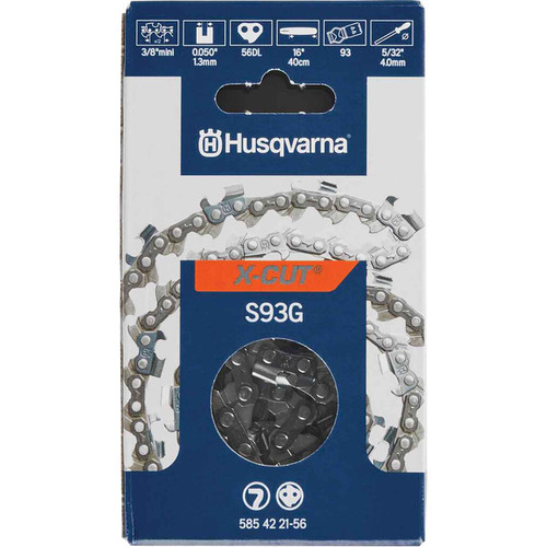 585422156 16 Chn S93g 3/8 Min 050 56dl Husqvarna Genuine OEM Part - SUPERSEDED FROM 501842156, 501846956, 501847056, 576936556, 591106056, 608100002, 608100128, 608100179