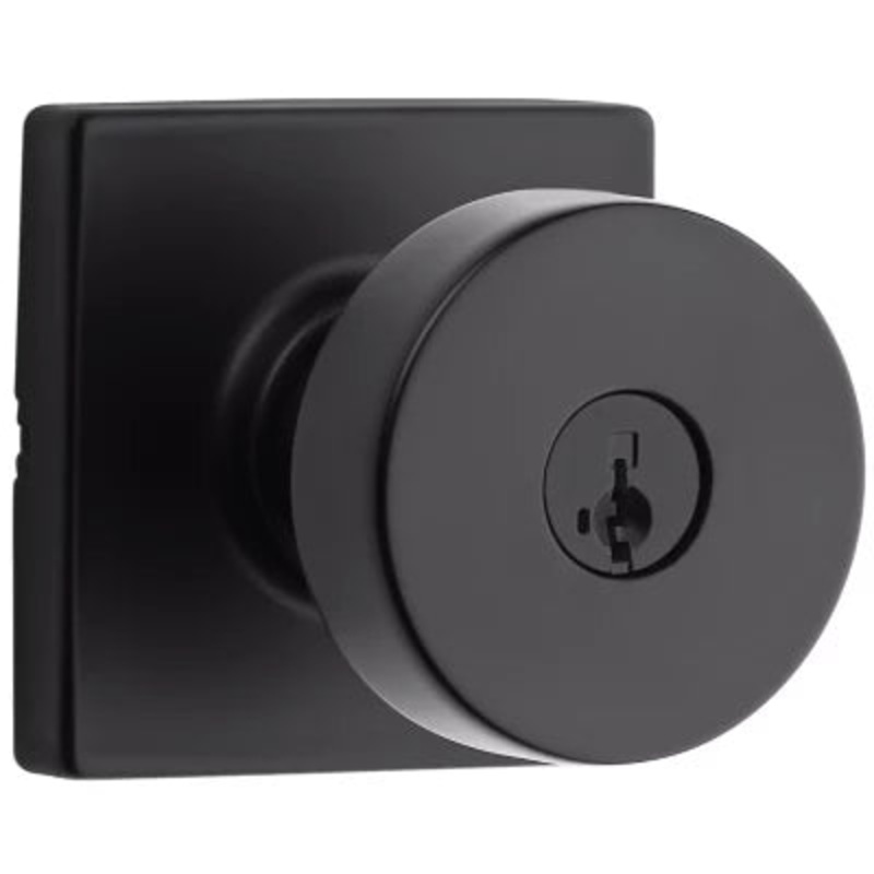 Kwikset Pismo Knob (Square) – Keyed – featuring SmartKey, Matte Black