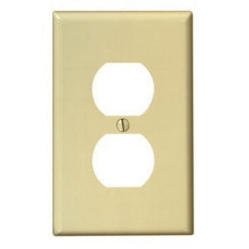 Leviton PJ8-I Duplex Receptacle Wallplate, 1 -Gang, Nylon, Ivory