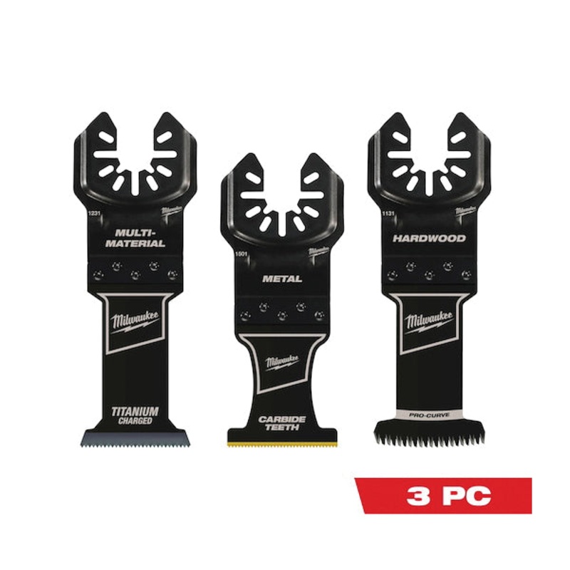 Milwaukee OPEN-LOK 49-10-9001 Multi-Tool Blade, Cut-Away, Universal Fit Blade, 1-3/8 in W Blade, 3-Piece