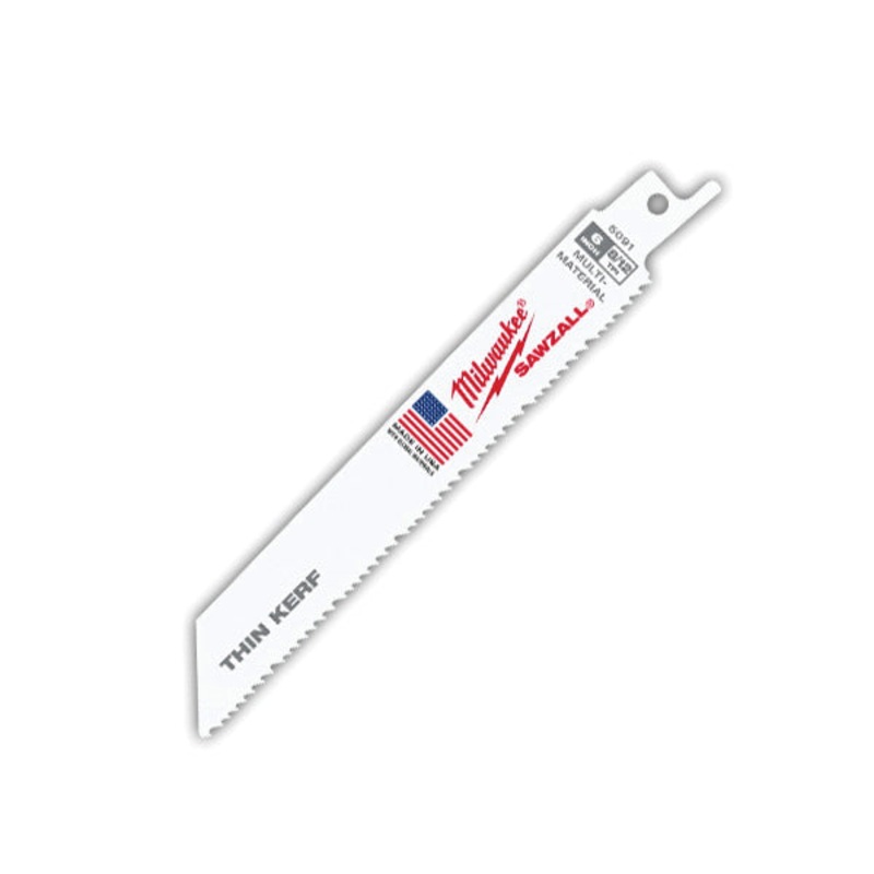 Milwaukee SAWZALL Sawzall 48-00-5091 Reciprocating Saw Blade, 6 in L, 3/4 in W, 8/12 TPI, Bi-Metal Blade