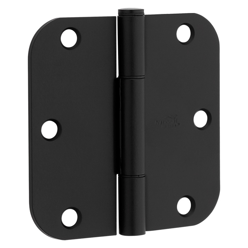 National Hardware Squeak Guard Door Hinges 5/8 In. Radius Round Corners 3.5, Matte Black