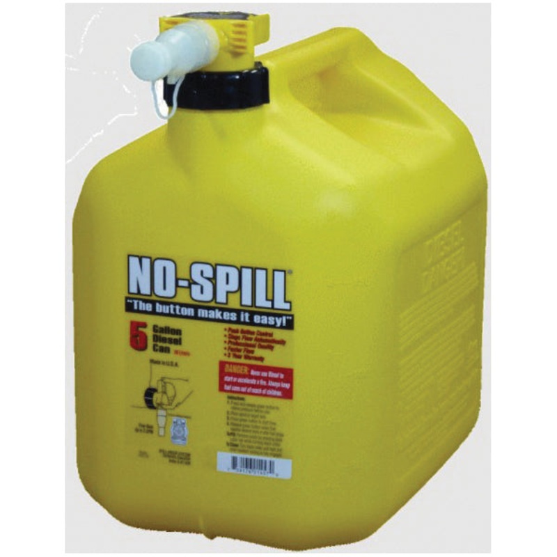 NO-SPILL 1457 Fuel Can, 5 gal Volume, Yellow, Plastic, 10 in W, 15 in H
