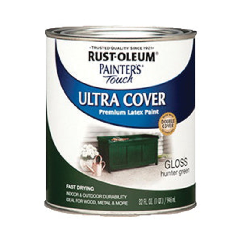 PAINTER’S Touch 2X ULTRA COVER 1938502 Enamel Paint, Water Base, Hunter Green, Gloss, 40 to 90 sq-ft Coverage Area