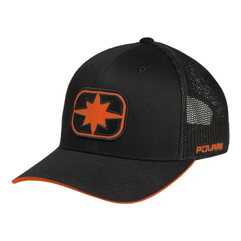 Polaris 2833124 Orange Eclipse Patch Trucker Hat Baseball Cap Snapback Breathable - One