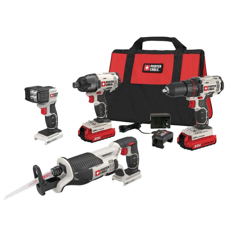 Set 4 Power Tools 20V/W 2 Batteries Porter Cable