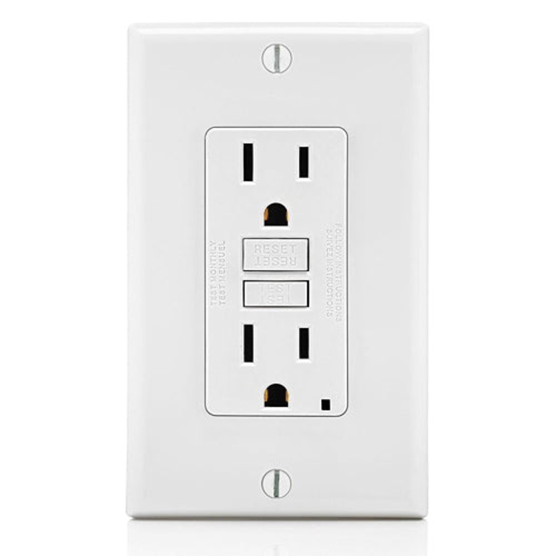 SmartlockPro GFNT1-3W Self-Test Slim GFCI Outlet with LED Indicator Light, 125 VAC, 15 A, 2-Pole, 3 -Wire, White