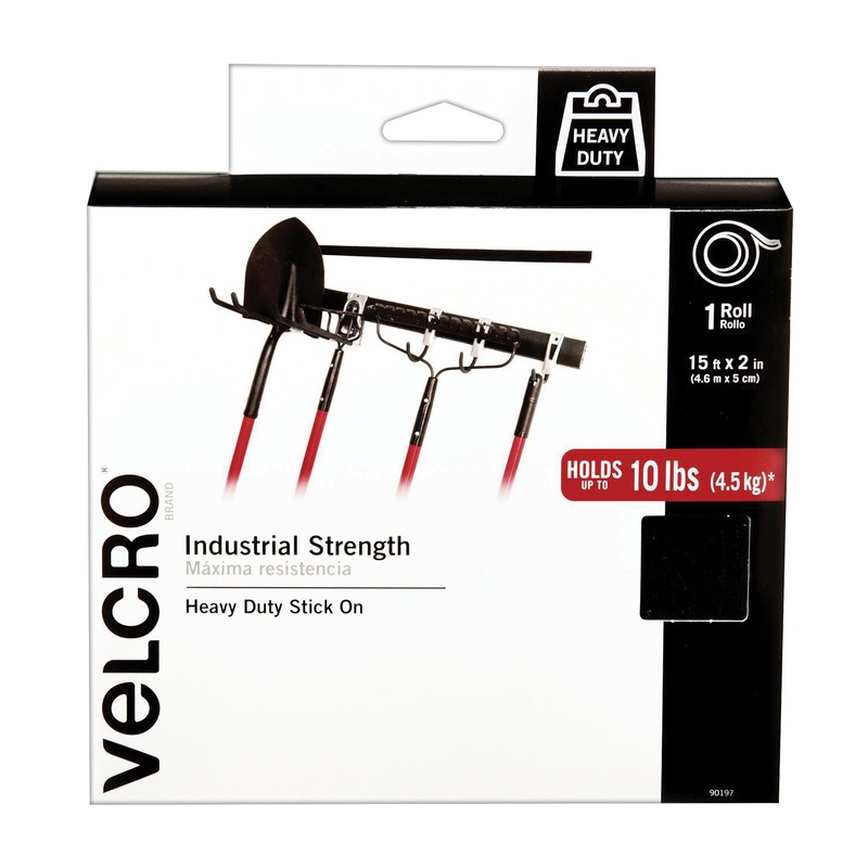 VELCRO 90197 Industrial Strength Fastener Tape, 2 in W, 15 ft L, Black
