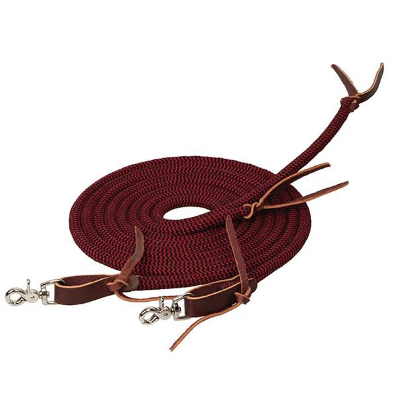 Weaver Pima Cotton Split Rein-1/2″ x 8′ Dark Red & 1/2″ x 8′ Black