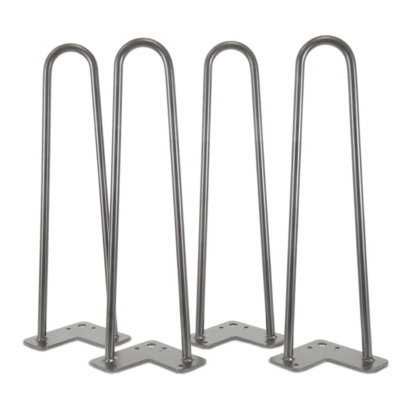WEN TL16S 16-Inch Mid-Century Modern Raw Steel Hairpin Table Legs, 1/2″ Diameter, Set of 4