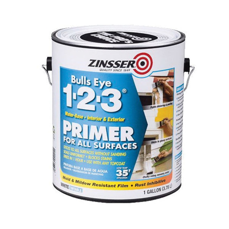 ZINSSER Bulls Eye 1-2-3 02001 Primer, Water Base, White,
